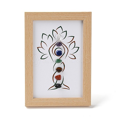 Yoga Tree Gemstone Chakra Picture Frame Stand DJEW-F021-08-1