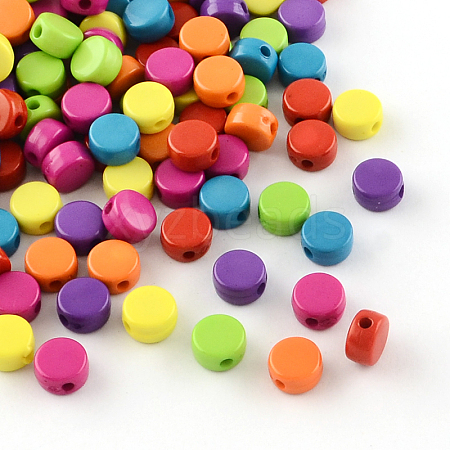 Flat Round Opaque Acrylic Beads X-SACR-R889-05-1