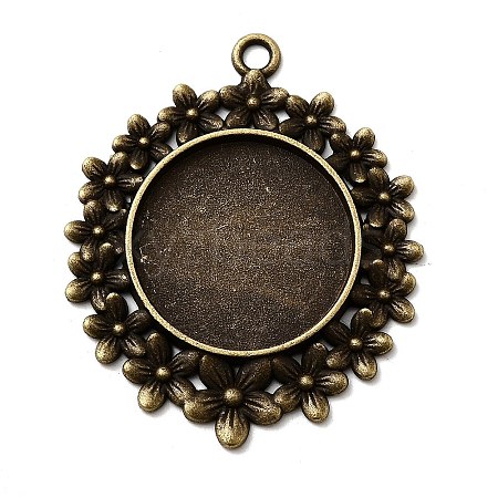 Vintage Tibetan Style Alloy Flower Pendant Cabochon Bezel Settings TIBEP-M018-65AB-NF-1