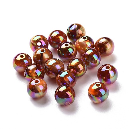 UV Plating Rainbow Iridescent Acrylic Beads PACR-H003-25-1