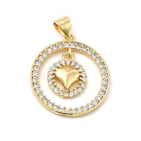 Brass Micro Pave Cubic Zirconia Pendants KK-C009-03G-01-1