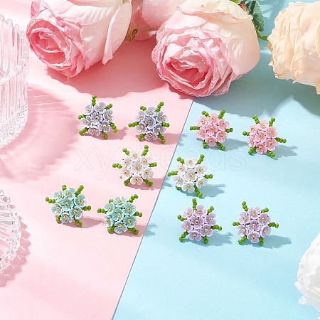 304 Stainless Steel Flower Stud Earrings EJEW-MZ00457-1