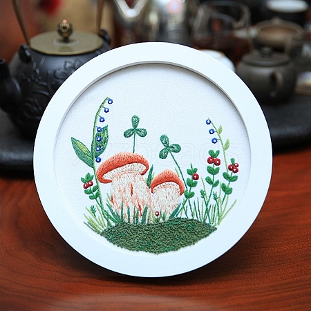 DIY Mushroom Pattern Embroidery Starter Kits DIY-L068-01D-1