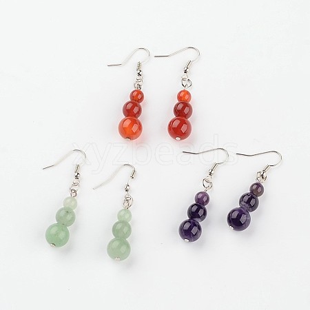 Natural Gemstone Dangle Earrings X-EJEW-JE02057-1