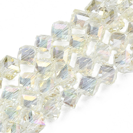 Electroplate Transparent Glass Beads Strands EGLA-N002-29-C04-1