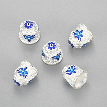 Silver Color Plated Alloy Enamel Bead Cones PALLOY-P218-01S-RS-1