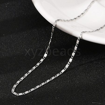 Brass Textured Oval Link Chain Necklaces NJEW-H053-01B-P01-1