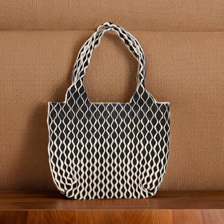 Polyester Rhombus Knitting Tote Bags PW-WG80119-05-1