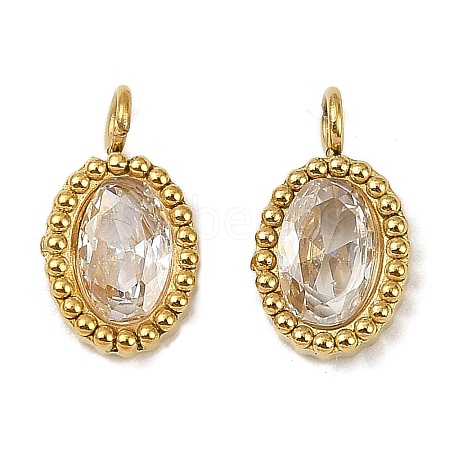 304 Stainless Steel Micro Pave Cubic Zirconia Charms STAS-K302-01E-G-1