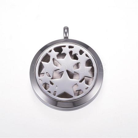 Tarnish Resistant 304 Stainless Steel Diffuser Locket Pendants STAS-N0010-14P-1