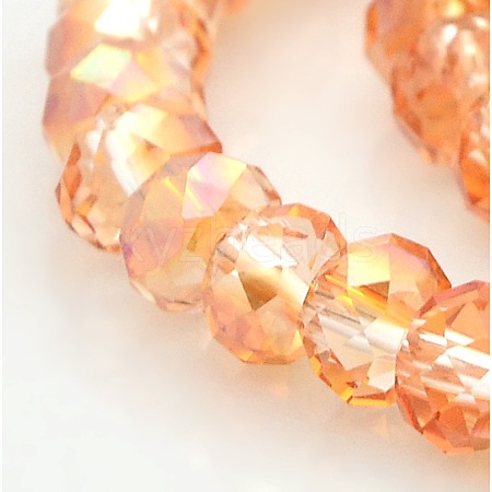 AB Color Plated Faceted Rondelle Electroplate Glass Beads Strands GLAA-A024D-AB09-1