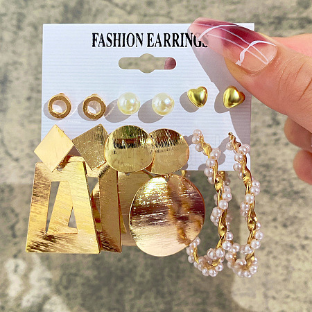 Alloy & Plastic Pearl Earring Sets WG01624-22-1