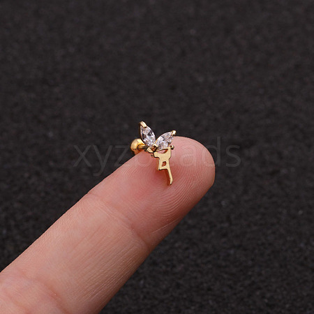 Brass Micro Pave Clear Cubic Zirconia Cartilage Earrings for Women WG50079-19-1