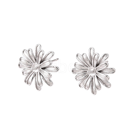 Anti-Tarnish Rhodium Plated 925 Sterling Silver Stud Earring Findings STER-T007-115P-1