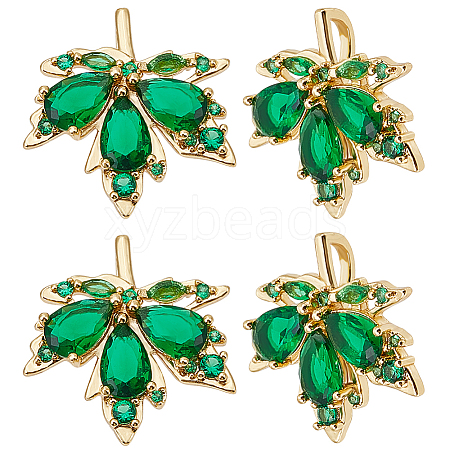 8Pcs Brass Micro Pave Cubic Zirconia Pendants KK-BBC0010-33-1