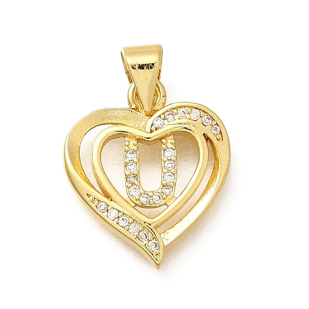 Rack Plating Brass Micro Pave Cubic Zirconia Pendants KK-L226-101G-U-1