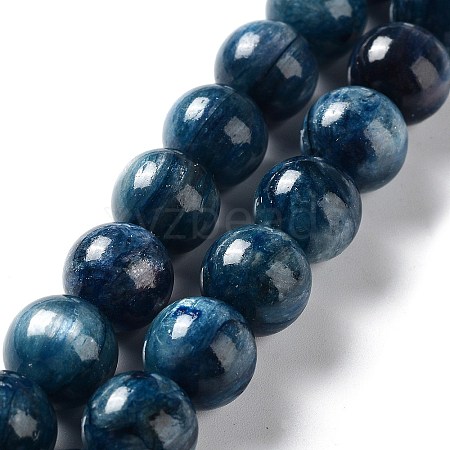 Natural Dyed Kyanite/Cyanite/Disthene Round Beads Strands G-N0150-05-12mm-01-1