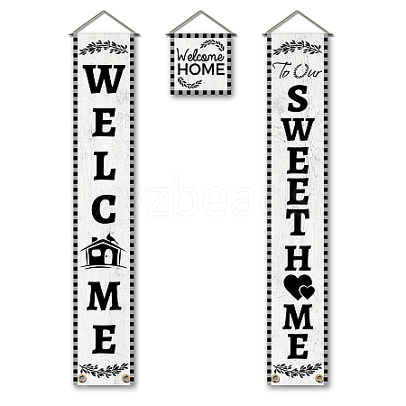 Polyester Hanging Sign for Home Office Front Door Porch Decorations HJEW-WH0023-028-1