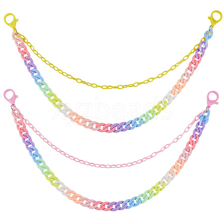 2Pcs 2 Colors Resin Double Layer Chain Belts for Pants AJEW-GF0011-20B-1