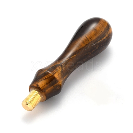 Natural Tiger Eye Sealing Wax Seal Stamp Handle AJEW-WH0114-74C-04-1