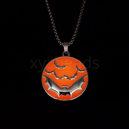 Luminous Glow in the Dark Alloy Halloween Bat Pendant Nekclaces PW-WG387DD-04-1