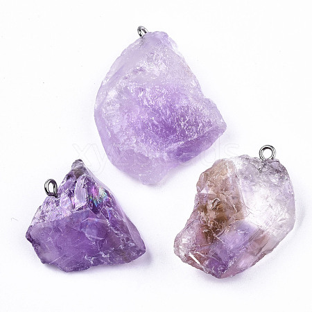 Natural Amethyst Pendants G-N332-023-03-1