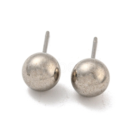 304 Stainless Steel with 201 Stainless Steel Smooth Round Ball Stud Earring Findings STAS-O004-08E-P-1