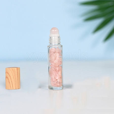 Natural Rose Quartz Roller Ball Bottles BOTT-PW0011-70A-02-1