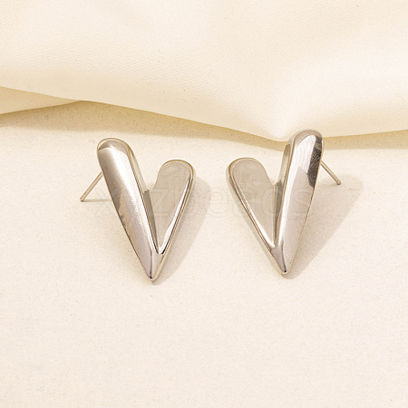 Stylish 304 Stainless Steel Heart Stud Earrings for Women IH1399-9-1