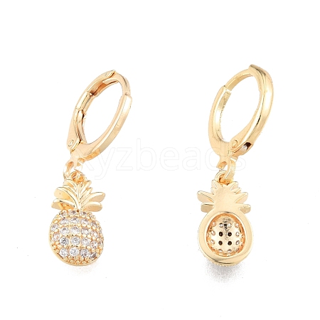 Clear Cubic Zirconia Pineapple Dangle Leverback Earrings EJEW-N012-99-1