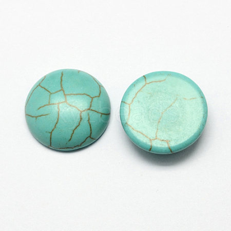 Craft Findings Dyed Synthetic Turquoise Flat Back Dome Cabochons X-TURQ-S266-20mm-01-1