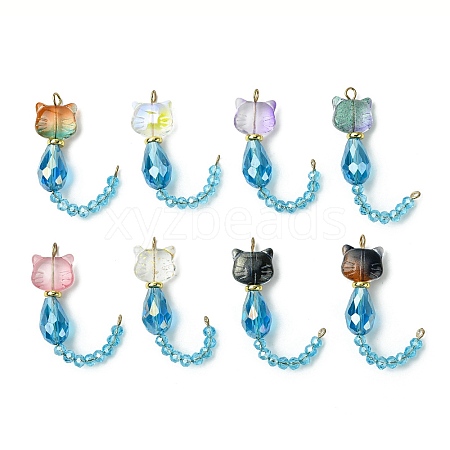 Cat Shapes Glass Links Connector Charms PALLOY-JF03239-1