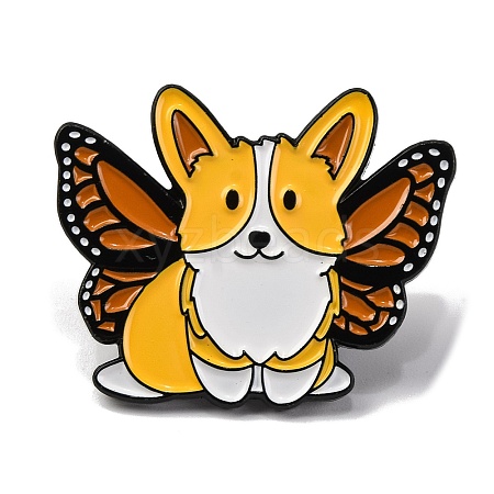 Creative Cartoon Cute Corgi Dog Zinc Alloy Brooches JEWB-U001-01A-1