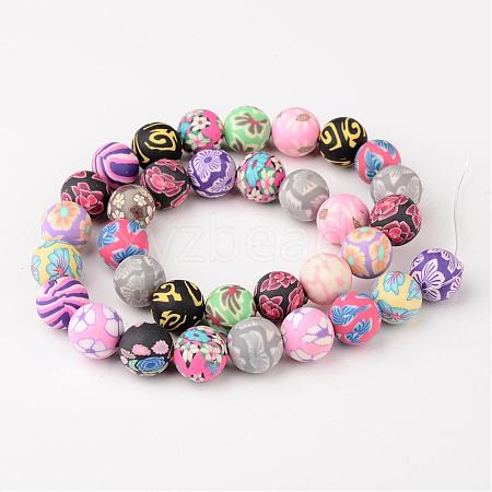 12mm Mixed Handmade Polymer Clay Round/Ball Beads X-FIMO-12D-1