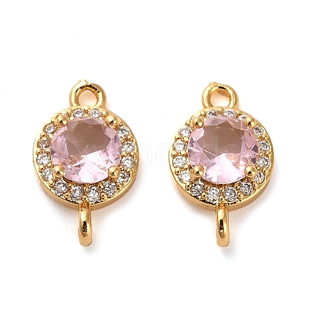 Brass Pave Cubic Zirconia Connector Charms KK-D093-09G-06-1