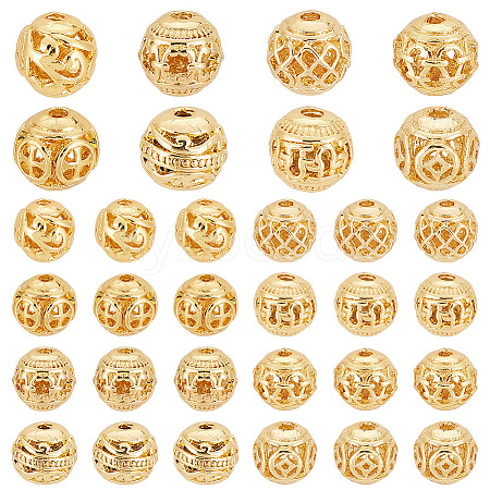   32Pcs 8 Style Alloy Hollow Beads FIND-PH0010-78-1