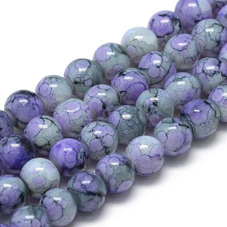 Baking Painted Glass Beads Strands DGLA-S115-8mm-S74-1