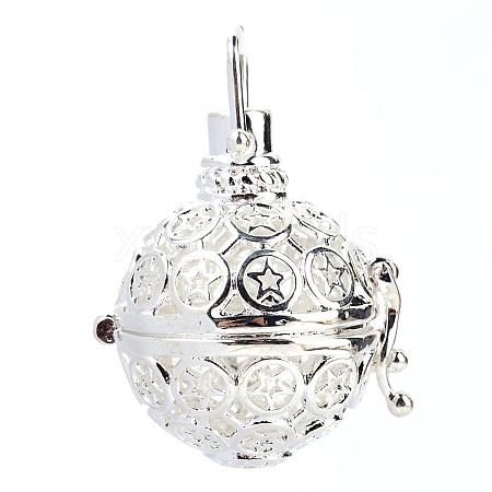 Rack Plating Brass Cage Pendants KK-S751-039S-1