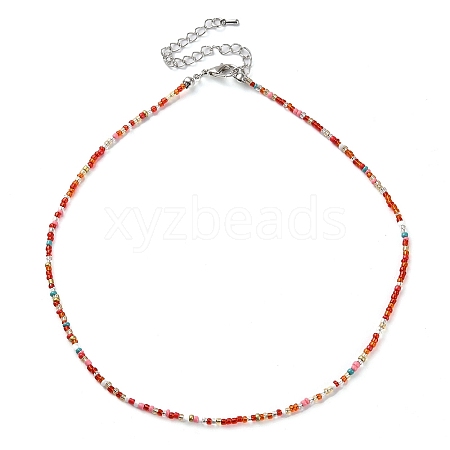 Glass Beaded Necklace NJEW-Z029-05P-1