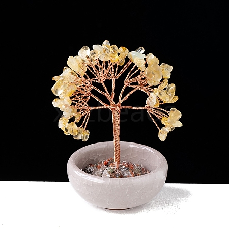 Natural Citrine Chips Tree of Life Decorations with Bowl Base PW-WG1DC7A-07-1