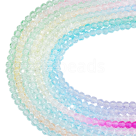 10 Strands 5 Styles Transparent Gradient Color Glass Beads Strands GLAA-SC0002-03-1