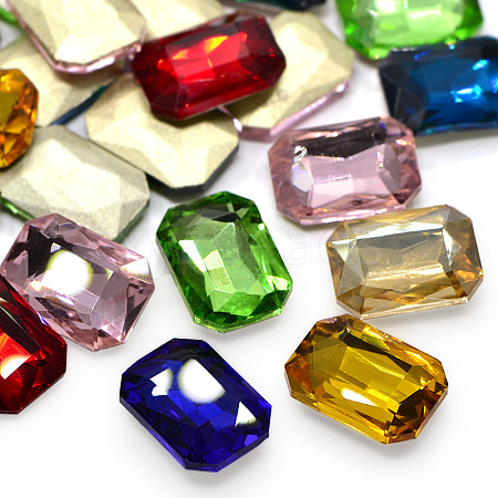 Faceted Rectangle Glass Pointed Back Rhinestone Cabochons RGLA-A017-13x18mm-SM-1