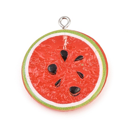 Opaque Resin Imitation Fruit Pendants RE-CBA3138-01A-P-1