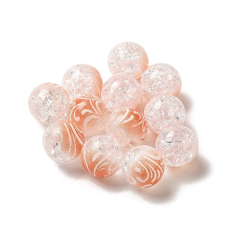 Duotone Spray Painted Crackle Acrylic Beads OACR-G029-02G-1