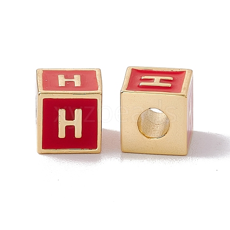 Rack Plating Brass Enamel Beads KK-B060-04G-03H-1