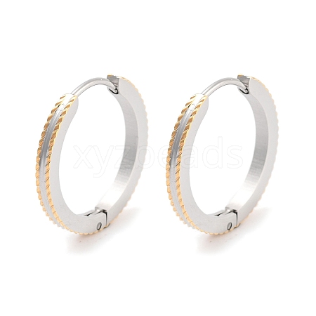 304 Stainless Steel Textured Huggie Hoop Earrings for Women EJEW-C096-35D-1