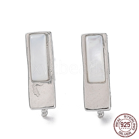 Rhodium Plated 925 Sterling Silver Stud Earring Findings STER-G036-09P-1