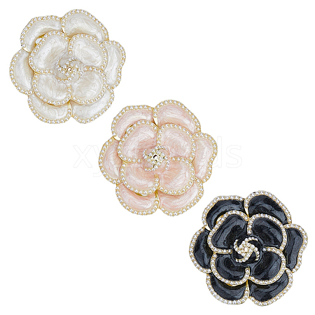 SUPERFINDINGS 3Pcs 3 Colors Flower Enamel Pins JEWB-FH0001-51-1