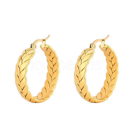 Elegant and Fashionable Wheat Golden Plated 304 Stainless Steel Hoop Earrings for Women XK6117-5-1