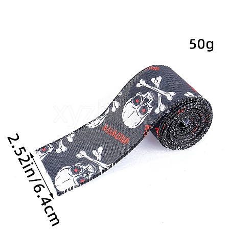 5M Halloween Cotton Skull Printed Ribbon PW-WG77635-06-1